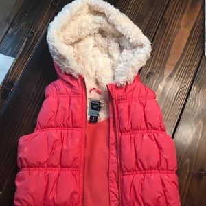 Toddlers Vest Jacket with Sherpa faux hood
